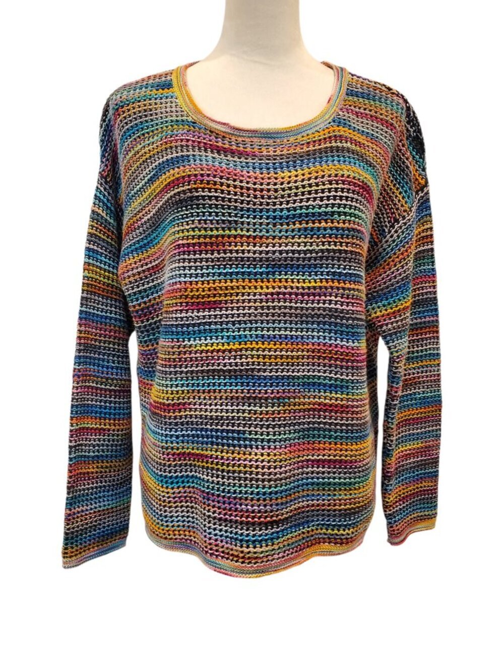 Peruvian Connection Multicolor Striped Sweater Pullover Cotton & Alpaca SZ L